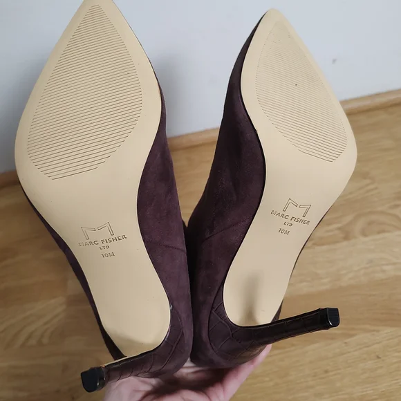 Marc Fisher LTD NEW Rayya Espresso Suede Stiletto Booties 10 - Picture 5 of 7